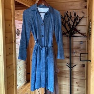 Club Monaco linen denim partially lined trench coat size XS